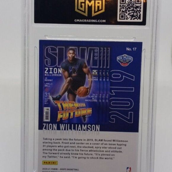 2020-21 Panini NBA Hoops SLAM #17 Zion Williamson Pelicans GMA 8.5 - Picture 3 of 3